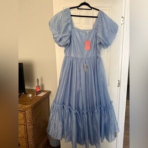 Ivy City Co Blue Puff Sleeve Dress